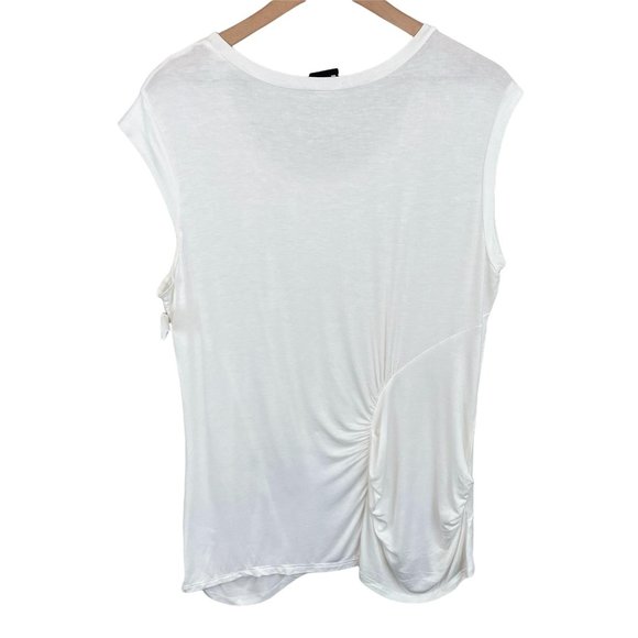 H by Bordeaux off white ivory cap sleeve ruched short sleeve tee extra large - Picture 4 of 12